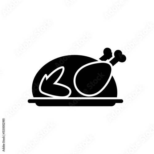 Vector icon of roasted chicken on a plate