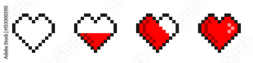 Heart pixelated health indicator illustration collection