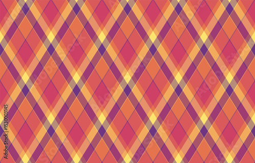 Vibrant diagonal plaid pattern in warm autumnal tones. Perfect for textile design, website backgrounds, or any project needing a textured, geometric feel.