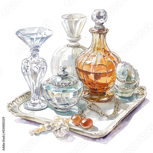 watercolor of Family Heirlooms, vector, isolated on a white background.