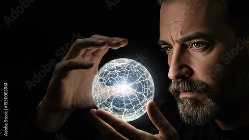Fortune teller man crystal ball future prediction magic wizard psychic seer spiritualism occultism 99 charact photo