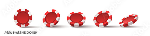 Game chips in different angles vector collection. Casino gambling tokens from various views