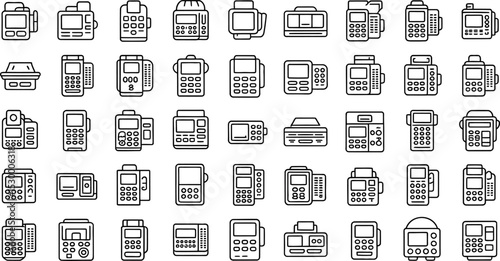 Collection of Black and White P O S System Icons POS system