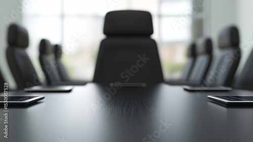 A board of directors meeting in a secure boardroom, reviewing confidential strategic plans on encrypted tablets, highlighting corporate governance, board confidentiality, and executive security.
