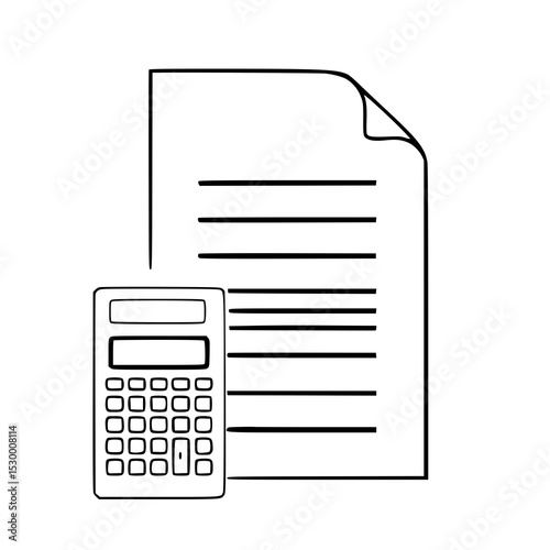 Financial icon of calculator and money document for business vector illustration