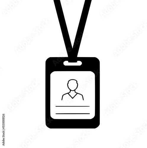 Id badge outline icon with press identification vector line symbol for web design