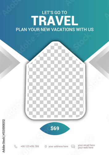 Modern Travel Agency Flyer Template – Vacation Promo Design with Price Tag