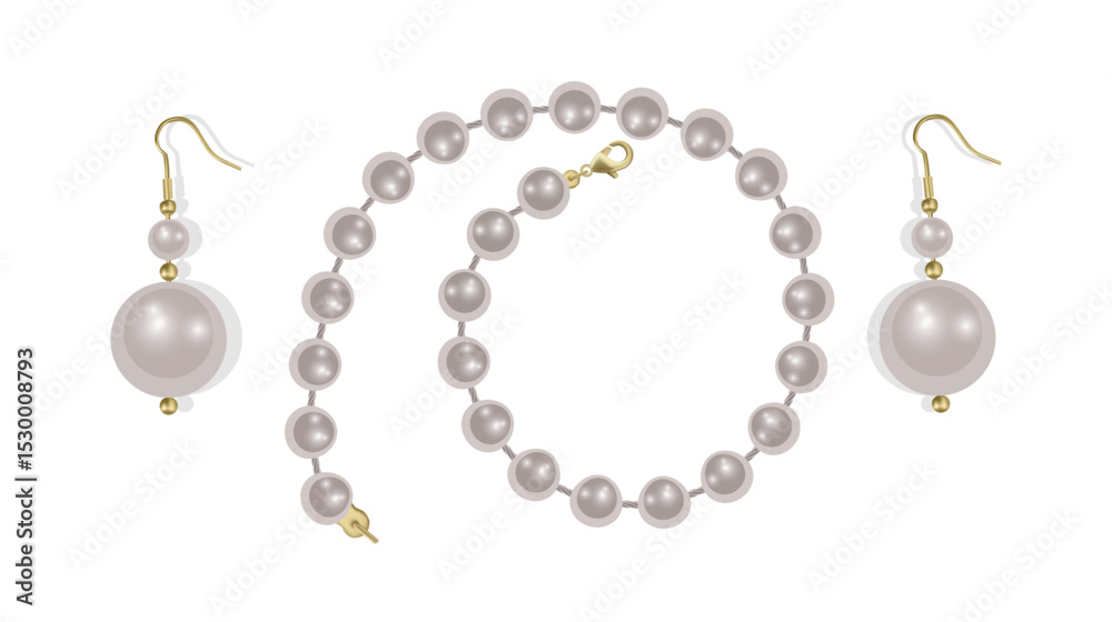 Fototapeta premium Elegant Pearl Necklace with Gold Clasps