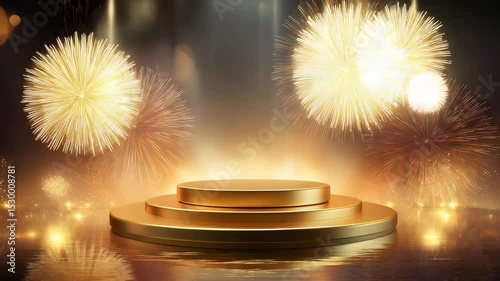 Wallpaper Mural Dynamic fireworks display illuminates golden podium in a stunning celebration setting at night Torontodigital.ca