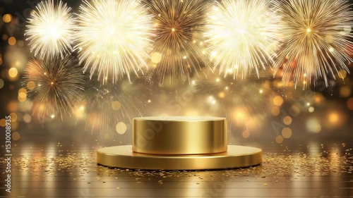 Wallpaper Mural Golden podium surrounded by bright fireworks and sparkling lights at a festive celebration's peak moment Torontodigital.ca