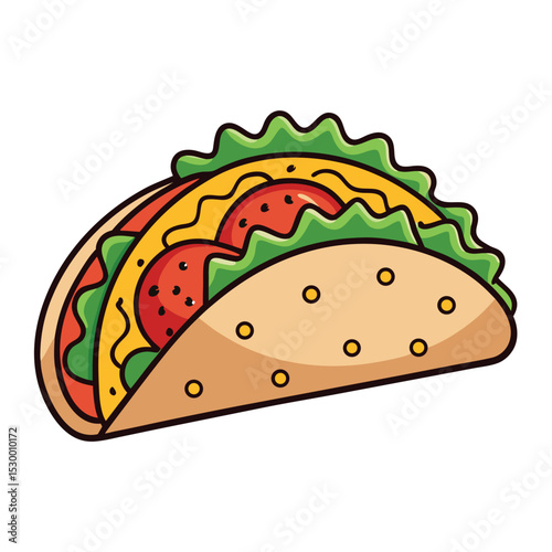 Taco with Toppings – Minimal Line Art Vector Illustration on White Background