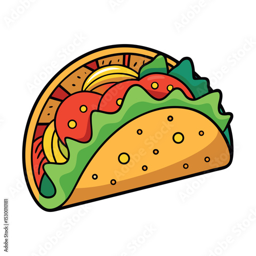 Taco with Toppings – Minimal Line Art Vector Illustration on White Background
