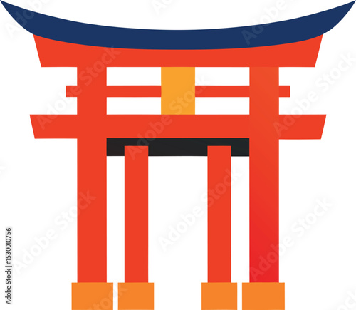 Japanese Arch Icon Flat Square