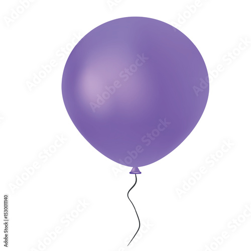 Purple balloon isolated on a white background. Party decoration for birthday and celebrations. Vector realistic colorful festive 3d helium balloons.