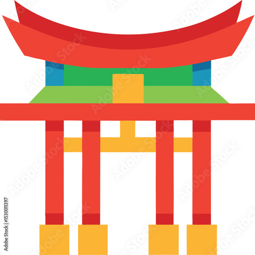 Japanese Arch Icon Flat Square