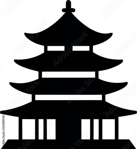 Chinese house silhouette vector illustration. black chinese building. with white background