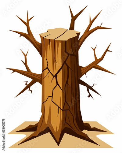 The bark on a tree trunk is cracked and weathered much like the skin on the hands of the farmer who has spent countless hours working the land.. Vector illustration