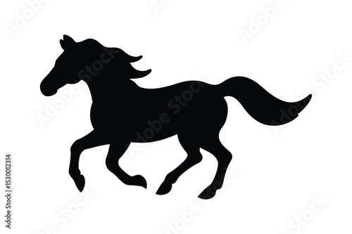 Galloping horse in dynamic motion elegant equestrian art Line Art Vector illustration