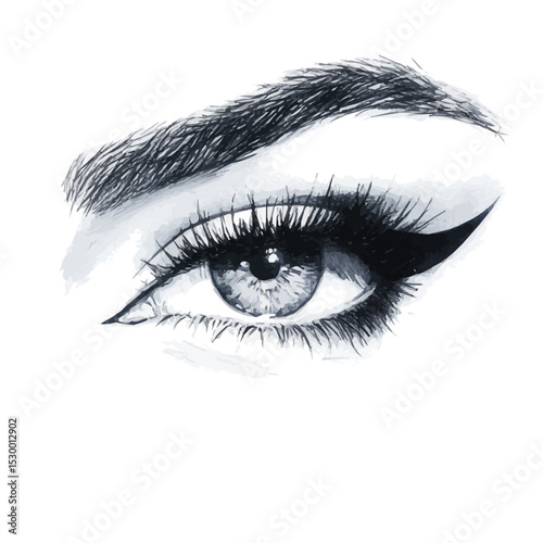 Eyeliner, watercolor clipart vector, isolated on a white background.