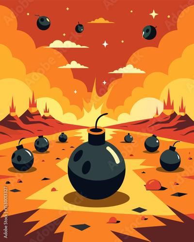 The battlefield is littered with emotional landmines ready to detonate at any moment and engulf the person in turmoil.. Vector illustration