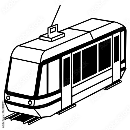 Minimal Light Rail Vector on White Background