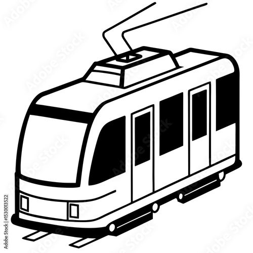 Minimal Light Rail Vector on White Background