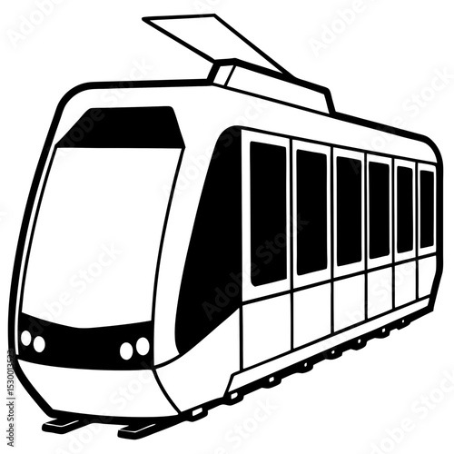 Minimal Light Rail Vector on White Background