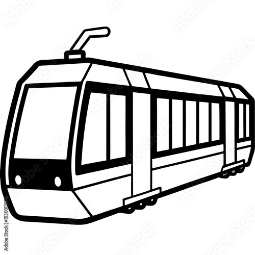 Minimal Light Rail Vector on White Background