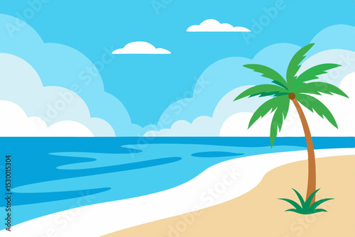 tropical beach with palm trees