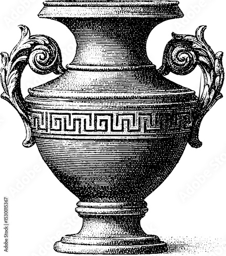 Ancient greek amphora with geometric meander motif for historical study or art decoration