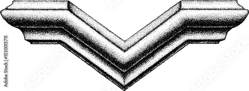 Art deco chevron patterned dotwork tattoo design for decorative spandrel