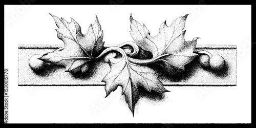 Art nouveau stained glass design with organic leaf motifs for decorative panels