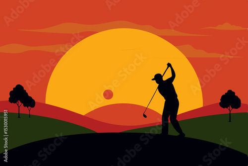 Running woman silhouette at sunset in the mountains