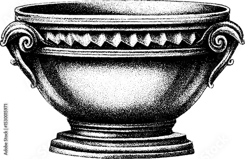 Aztec clay bowl design with stepped motif for art and decor inspiration