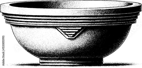 Ancient aztec clay bowl with stepped motif for historical and cultural display
