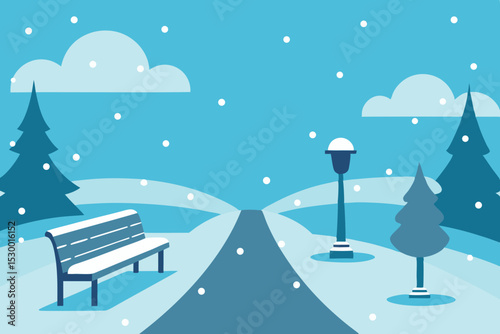 Christmas winter landscape with snow and trees for holiday celebration