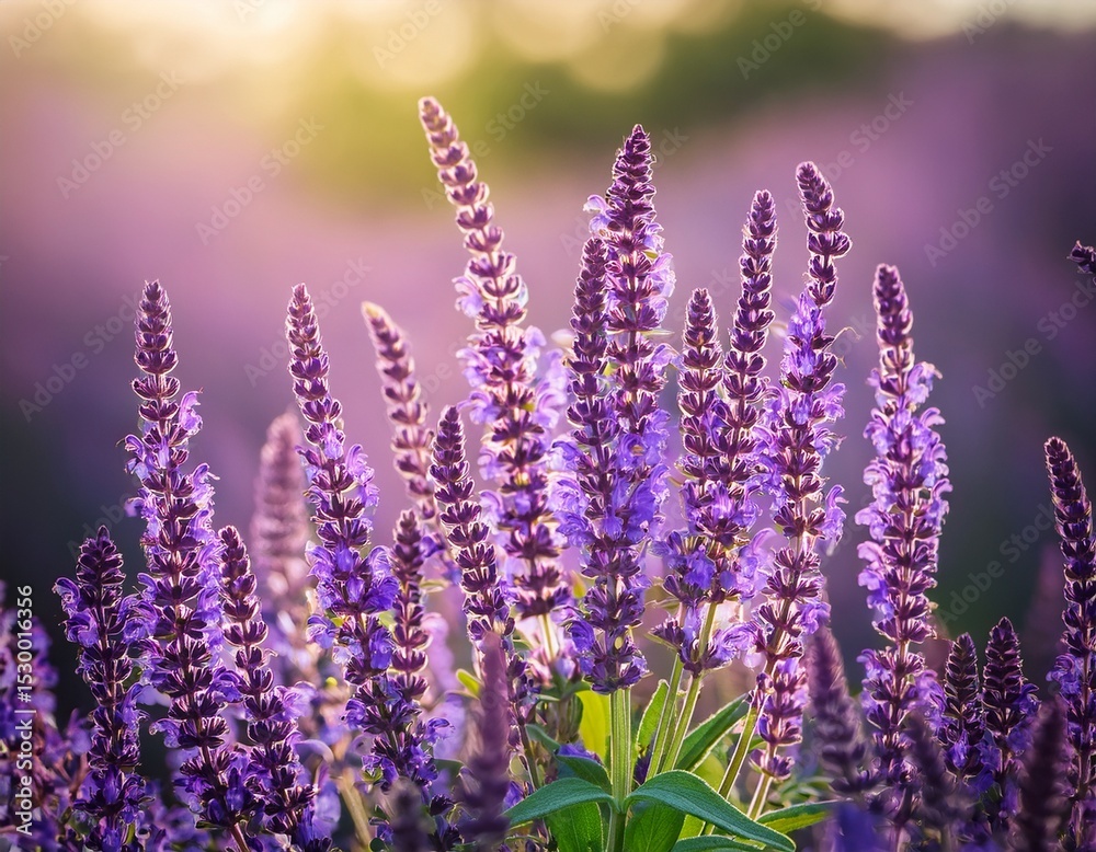 Fototapeta premium blooming purple sage flowers healthy edible plant herbal concept