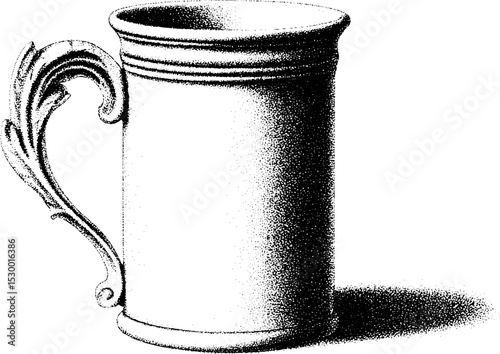 Bauhaus ceramic mug with minimalist handle silhouette design for modern decor