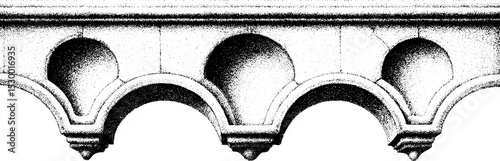 Brutalist façade with joint line and raw texture dotwork design for architectural art