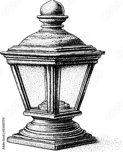 Antique cast iron lantern with rust patina and vintage design for decorative use