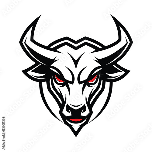 Aggressive Bull with Sharp Red and Black Features vector illustration