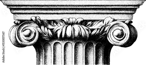 Classical entablature with dentil cornice dotwork design for architectural inspiration