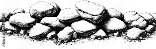 Intricate cobblestone pavement with irregular stones in dotwork style for artistic design