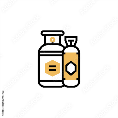 Two gas cylinders stand side by side, one larger than the other, against a white backdrop, suggesting industrial or domestic fuel supply, clean and simple.