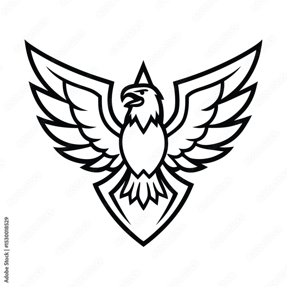 Obraz premium Battle-Ready Eagle with Spread Wings and Sharp Beak vector illustration