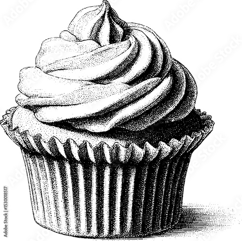 Delicious cupcake with swirl frosting and sprinkles for baking inspiration