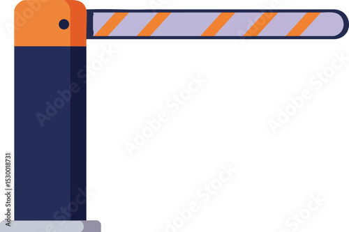 Parking barrier gate with orange and purple striped arm vector illustration for traffic control and access management