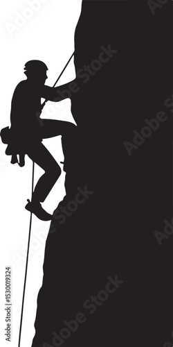 Rock Climbing Climber Silhouette Vector Illustration on Transparent Background