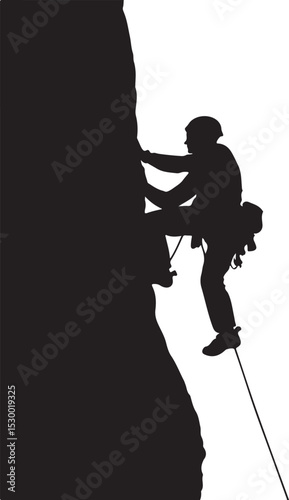 Rock Climbing Climber Silhouette Vector Illustration on Transparent Background