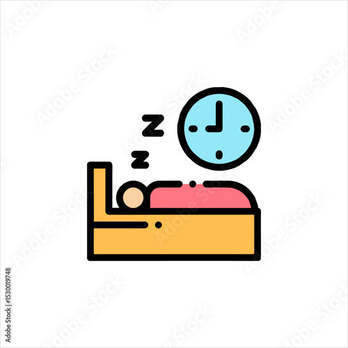 Person sleeping peacefully in bed next to a clock, emphasizing rest and relaxation at bedtime, symbolizing a good night's sleep.